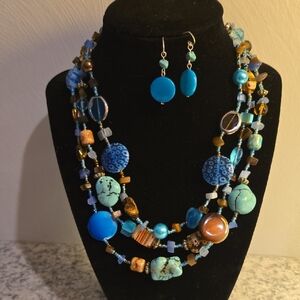 Multicolor Beaded Necklace and Earring Set